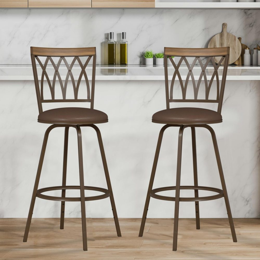 Stools | Deacon Metal Stool, Set Of 2 Kitchen & Dining Brown