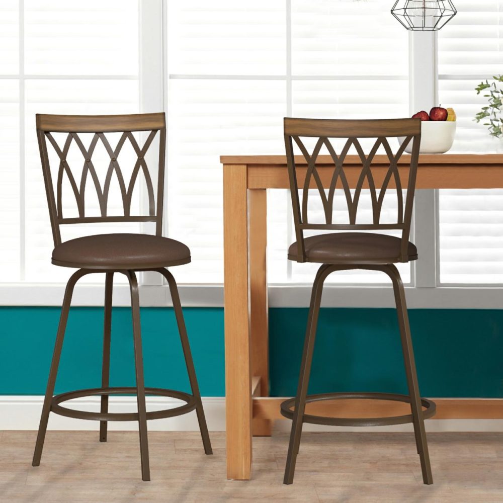 Stools | Deacon Metal Stool, Set Of 2 Kitchen & Dining Brown