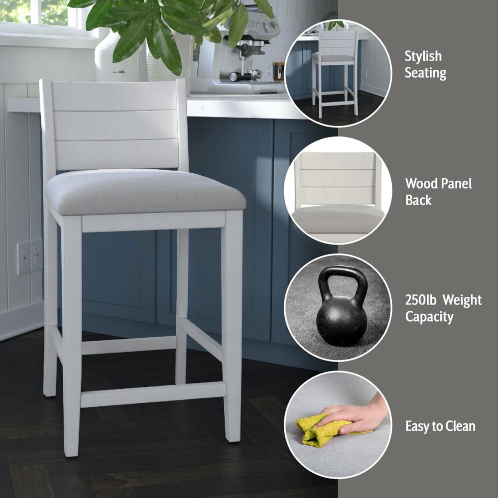 Stools | Fowler Wood Stool Kitchen & Dining Sea White