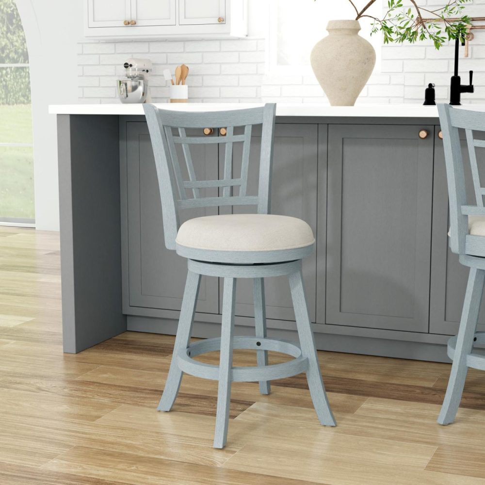 Stools | Glenway Wood Stool Kitchen & Dining Blue Wire brush