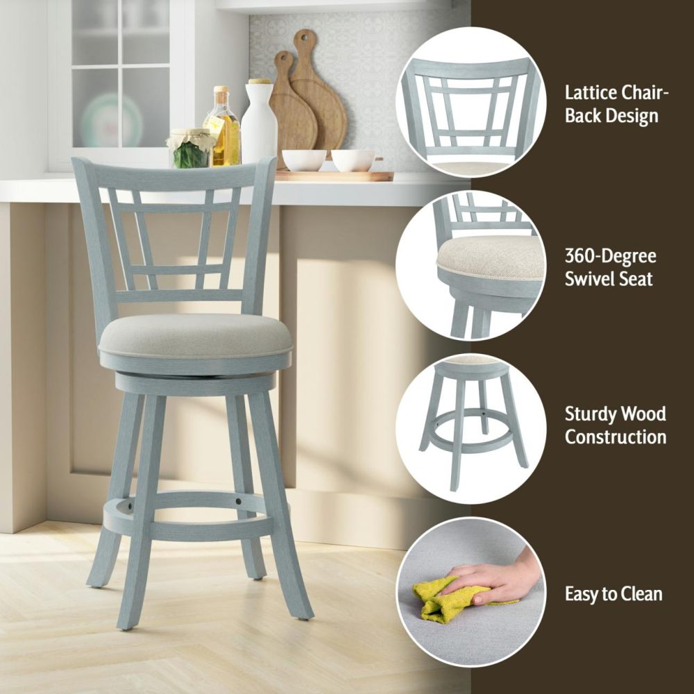 Stools | Glenway Wood Stool Kitchen & Dining Blue Wire brush