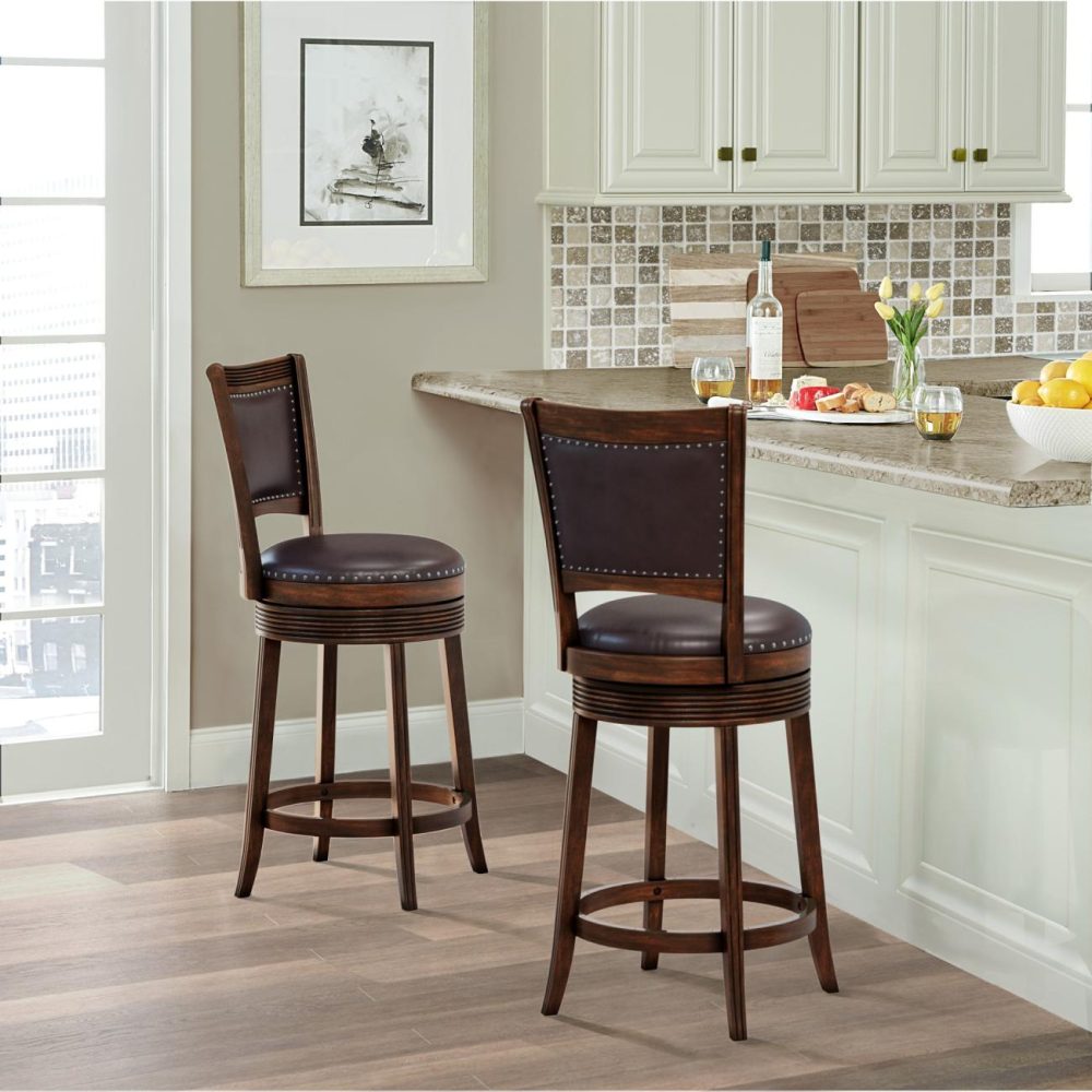 Stools | Lockefield Wood Stool Kitchen & Dining Brown Cherry