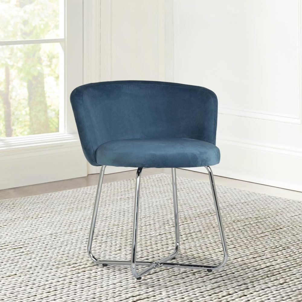 Stools | Marisol Metal Vanity Stool Seating Blue