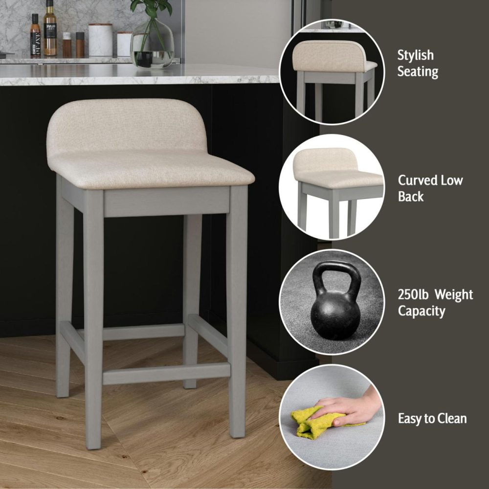 Stools | Maydena Wood Stool Kitchen & Dining Distressed Gray