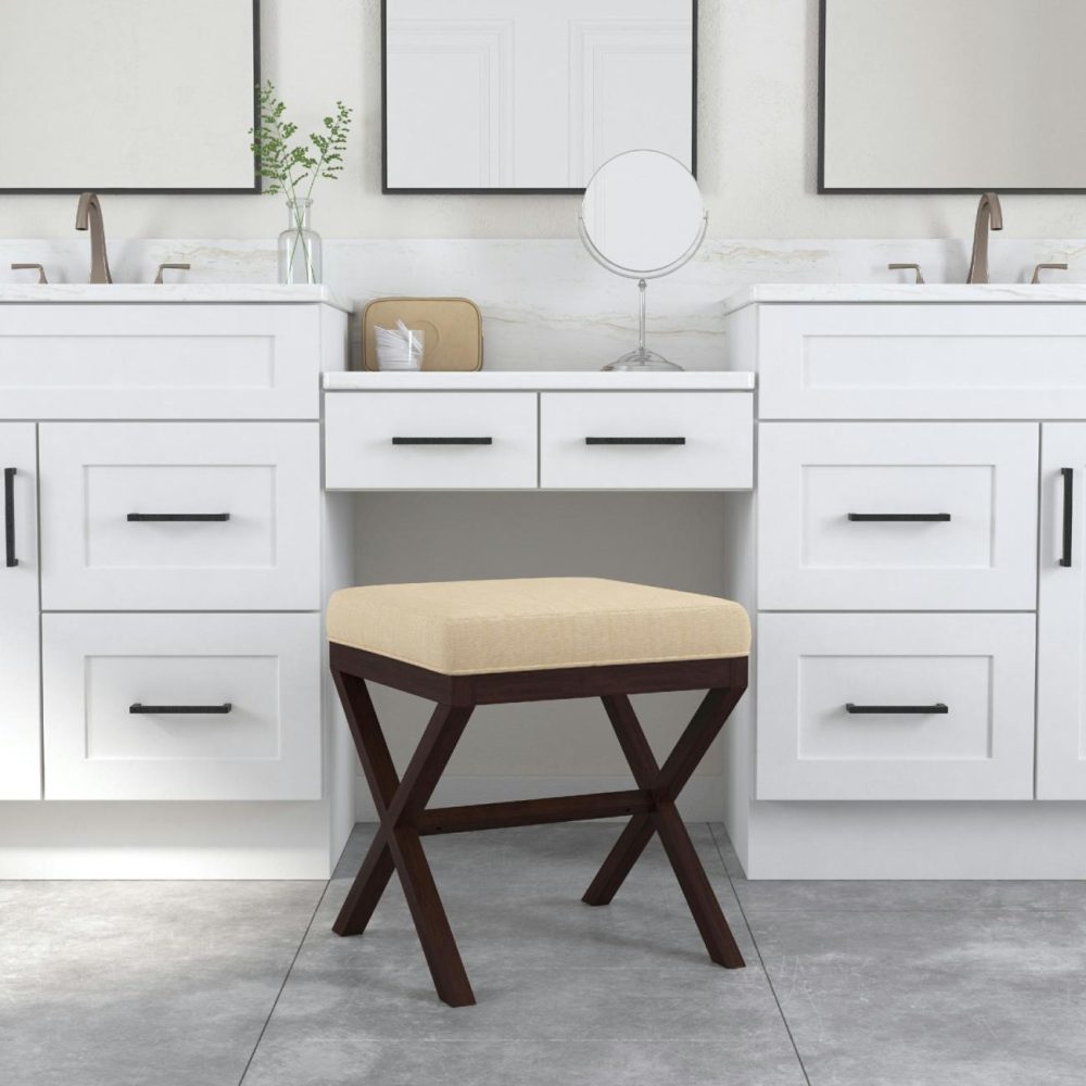 Stools | Morgan Wood Vanity Stool Seating Golden Beige