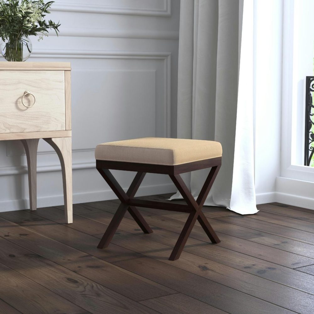 Stools | Morgan Wood Vanity Stool Seating Golden Beige