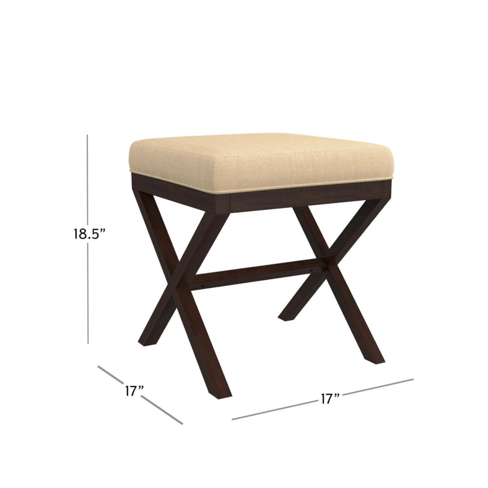 Stools | Morgan Wood Vanity Stool Seating Golden Beige