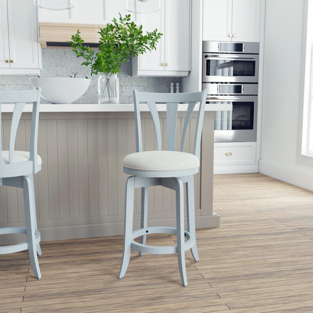 Stools | Selway Wood Stool Kitchen & Dining Blue Wire brush