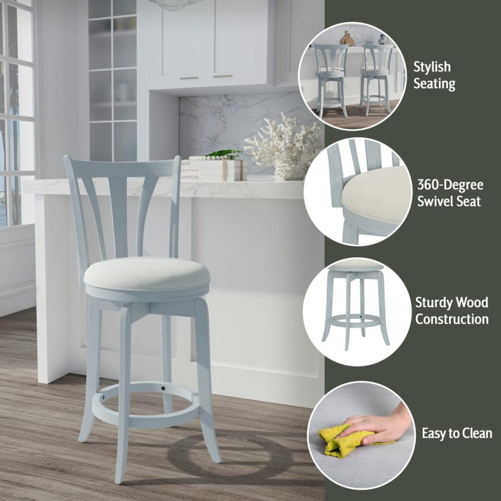 Stools | Selway Wood Stool Kitchen & Dining Blue Wire brush