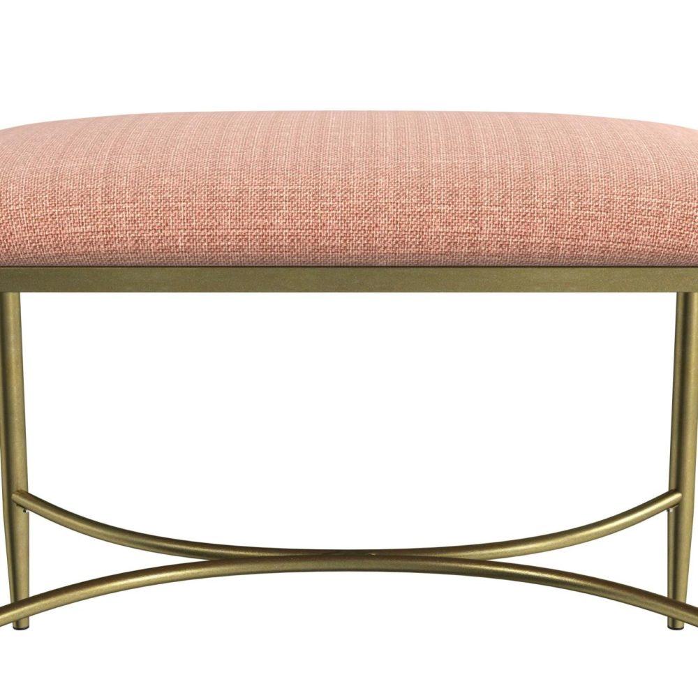 Stools | Wimberly Metal Vanity Stool Seating Gold with Coral