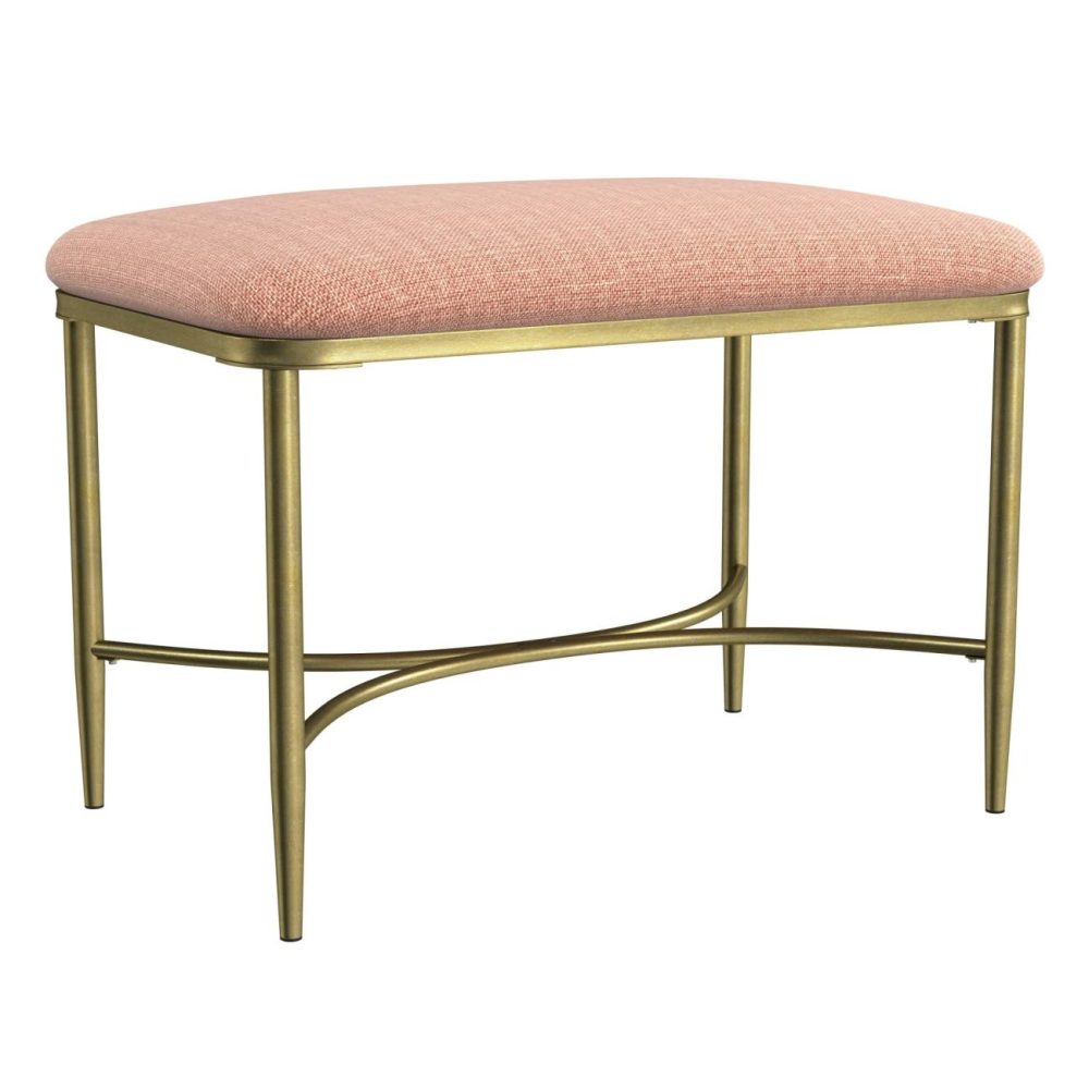 Stools | Wimberly Metal Vanity Stool Seating Gold with Coral