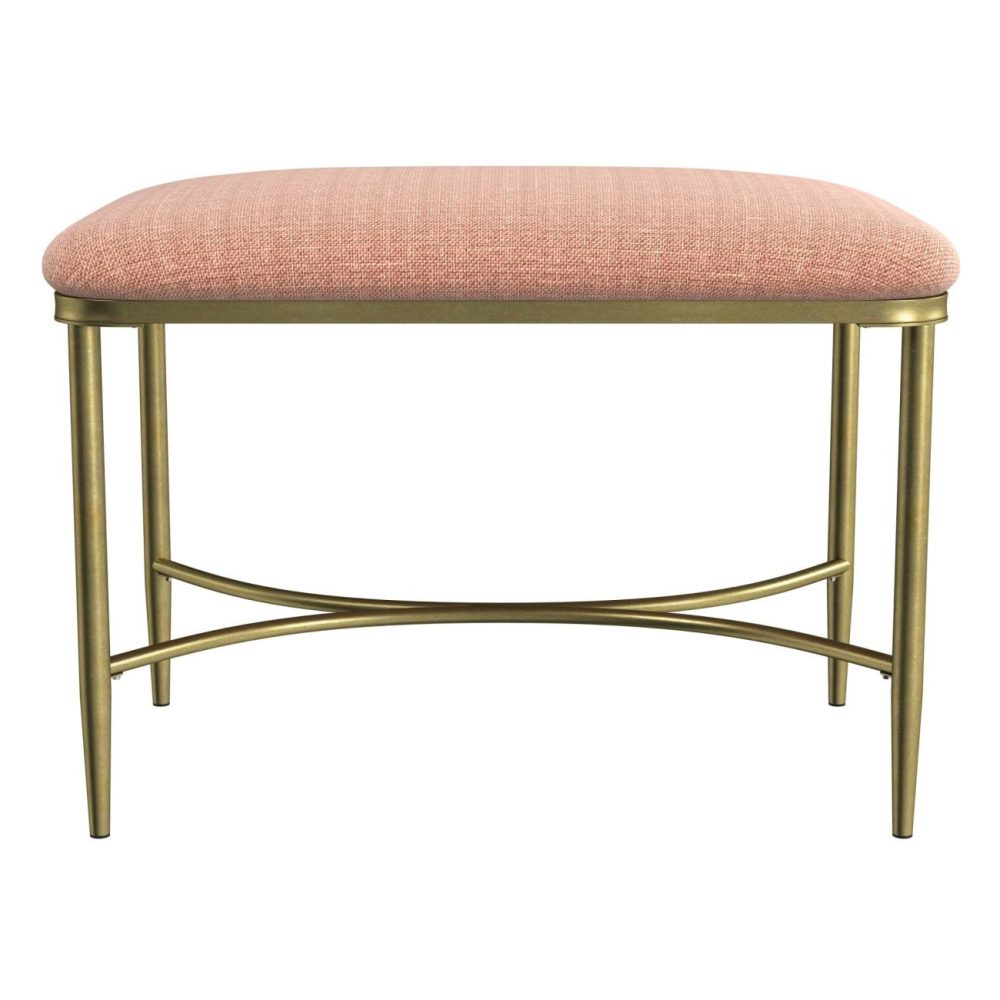 Stools | Wimberly Metal Vanity Stool Seating Gold with Coral