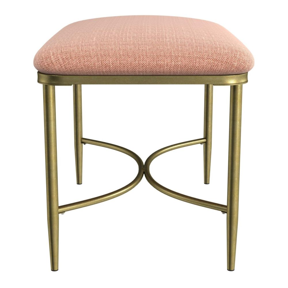 Stools | Wimberly Metal Vanity Stool Seating Gold with Coral