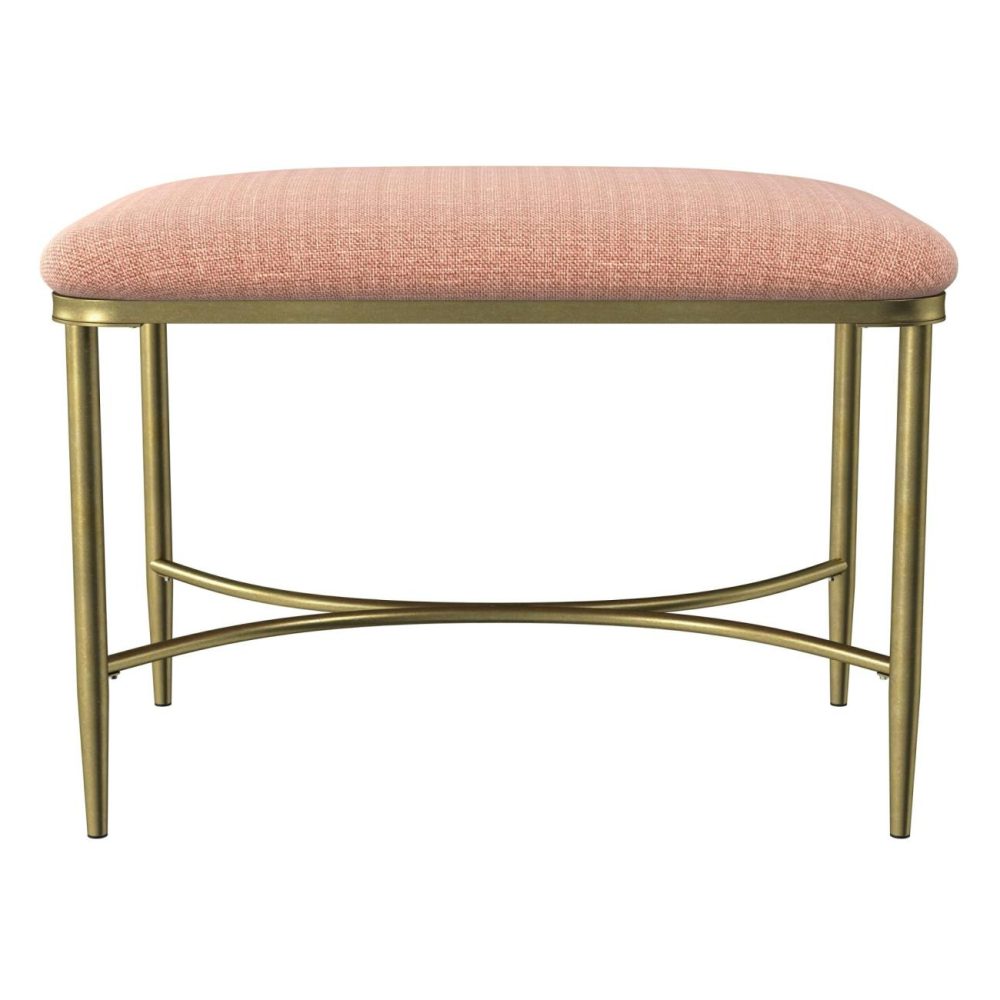 Stools | Wimberly Metal Vanity Stool Seating Gold with Coral