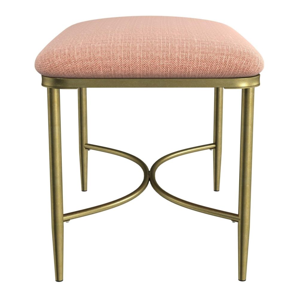 Stools | Wimberly Metal Vanity Stool Seating Gold with Coral