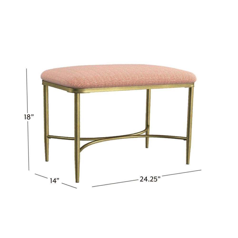 Stools | Wimberly Metal Vanity Stool Seating Gold with Coral