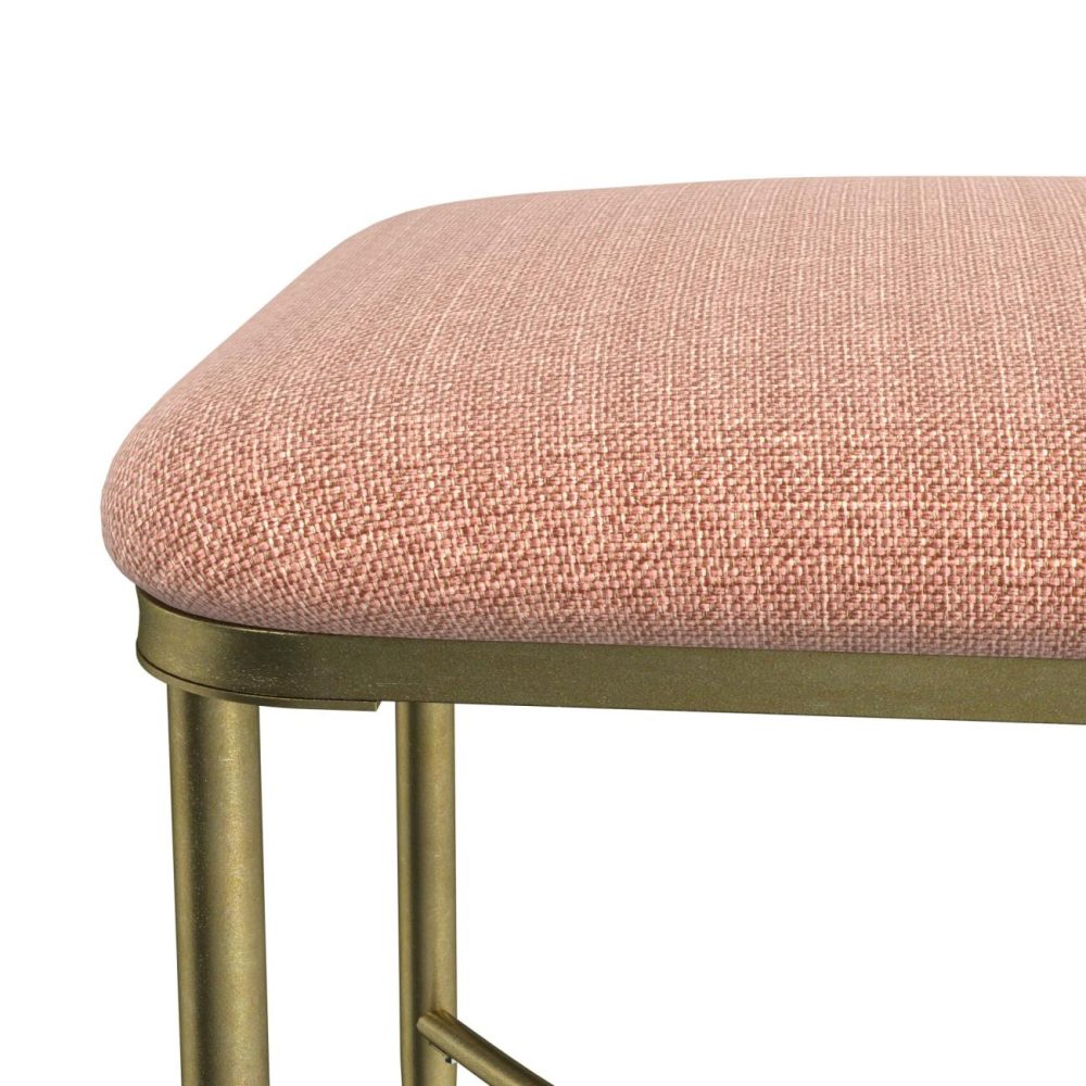 Stools | Wimberly Metal Vanity Stool Seating Gold with Coral