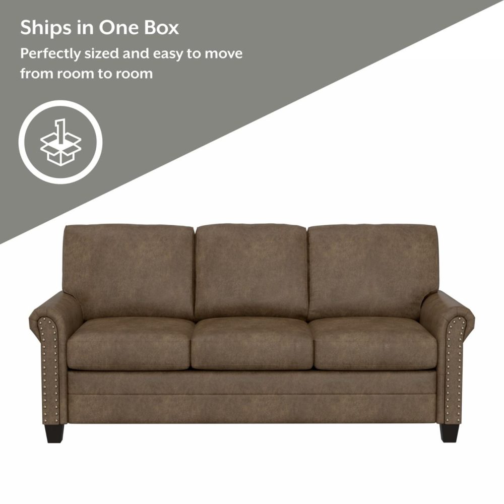 Sofas | Barroway Upholstered Sofa Seating Antique Brown