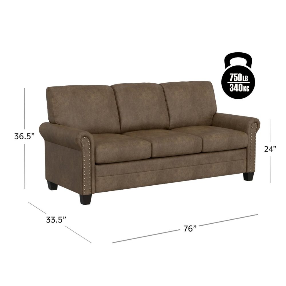 Sofas | Barroway Upholstered Sofa Seating Antique Brown